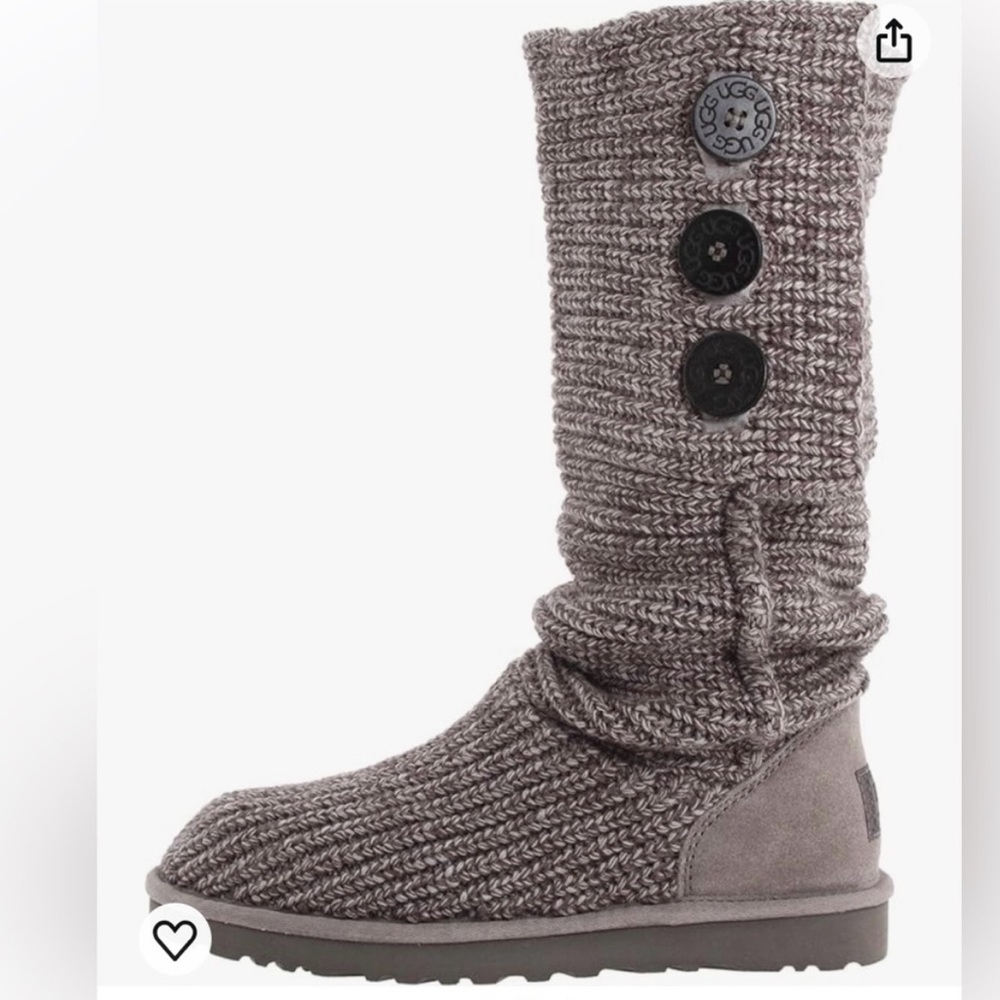 UGG Classic Cardy Knit Boots Gray Women’s Size 8 | Slouchy Winter Style